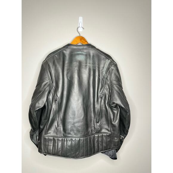 AM Leather 100% Leather Black  Motorcycle Riding Jacket w/ Pockets Mens Size 46 - Picture 10 of 11